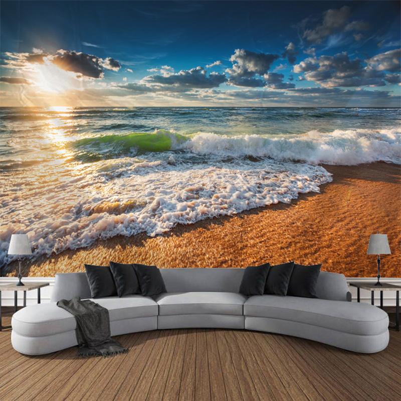 Beach Sunset Scenery Tapestry Wall Hanging Bohemian Calico Tapestry Home Wall Decor Bedroom Decor