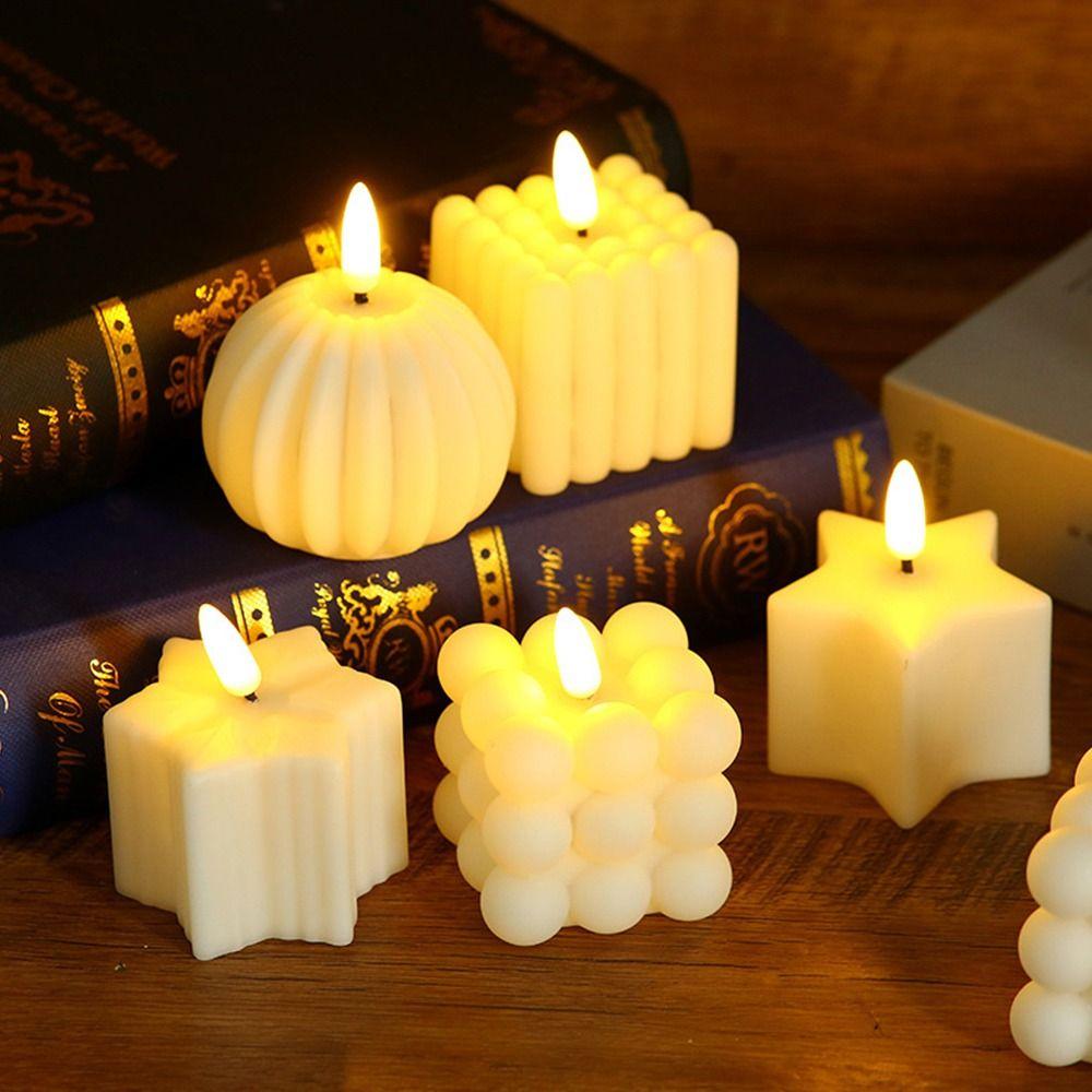 Warm Light LED Candle White Atmosphere Candle Light Creative Electronic Candle  Cafe