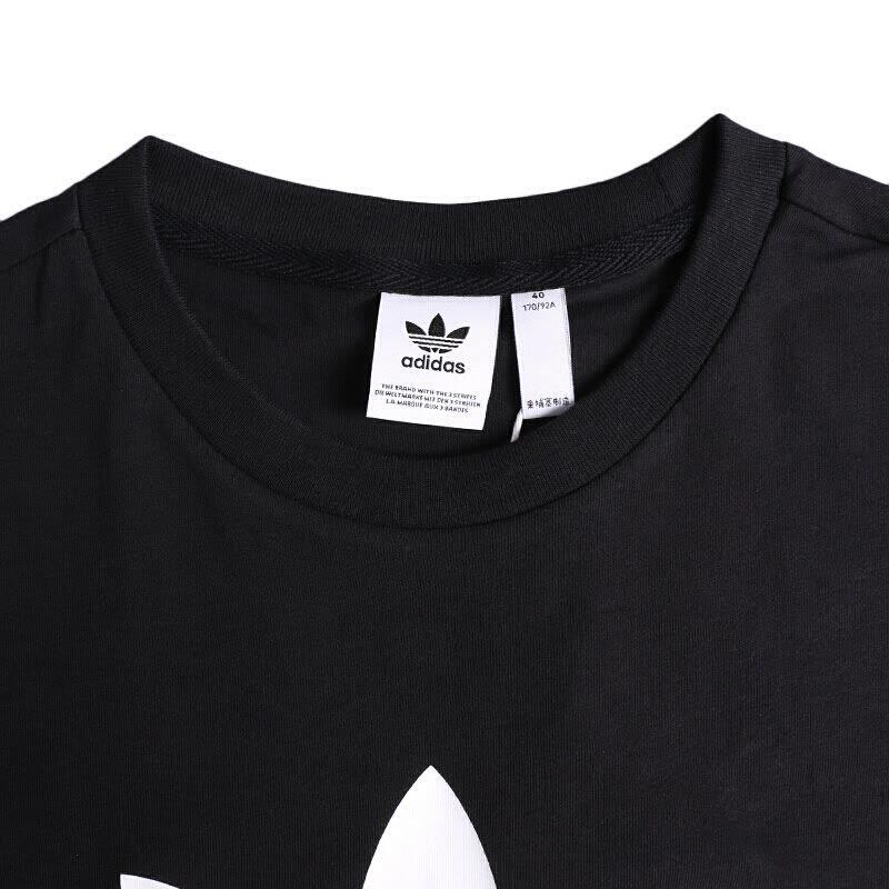 Adidas Logo Color Block Knitted Breathable Sweat-Absorbing Round Neck Short Sleeve T-Shirt Women T-Shirt Black CY7367