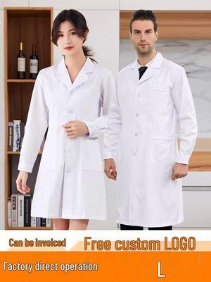 Unisex Dikke Lange Mouwen Witte Laboratoriumjas voor Medisch Personeel