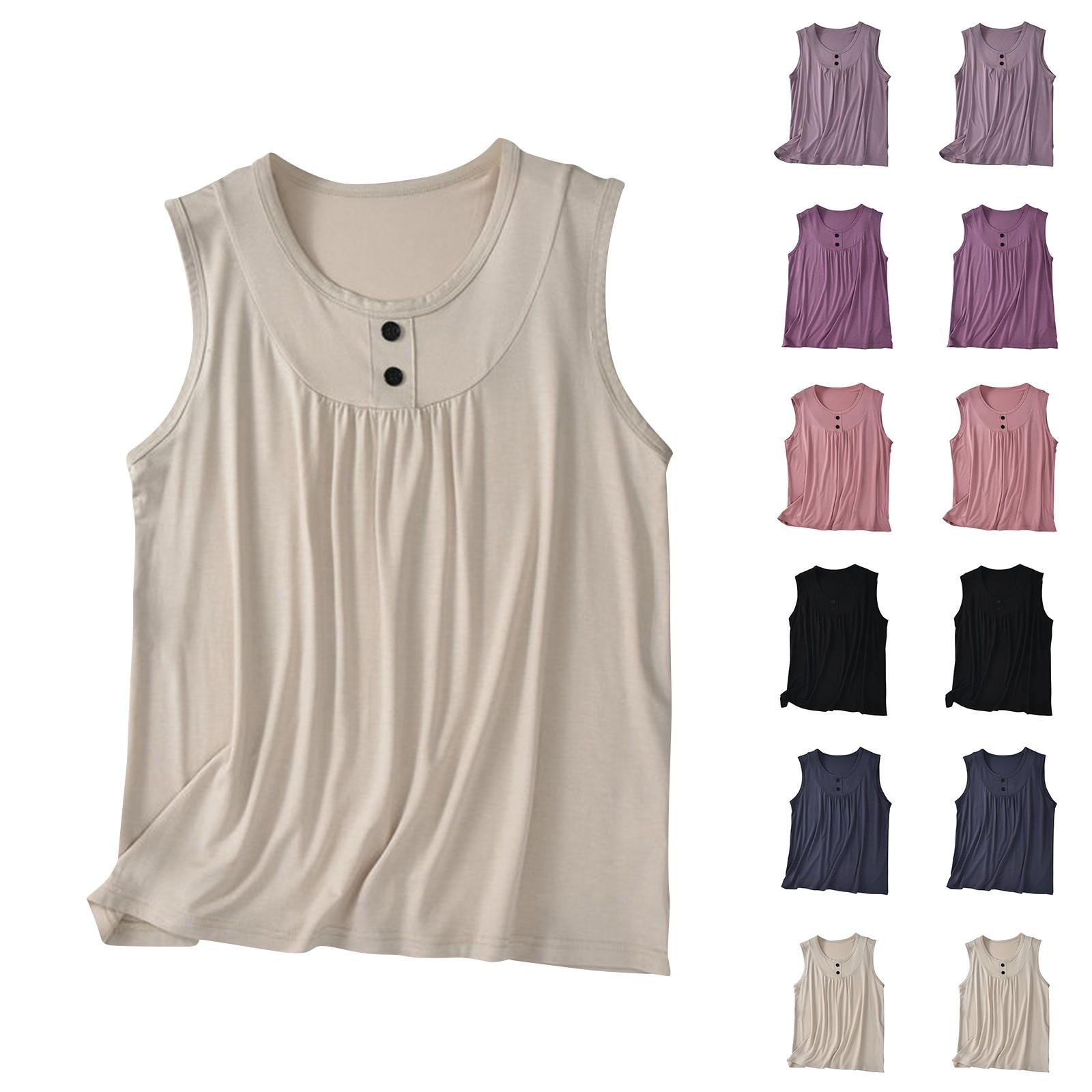

Women s Fashion Large Size Sleeveless Solid Color Round Neck Loose Vest Top M чёрный
