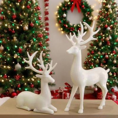 Creative Deer Desktop Ornament Modern Cute Christmas Deer Statue Sitting/Standing Position Exquisite Elk Figurine Office Desktop