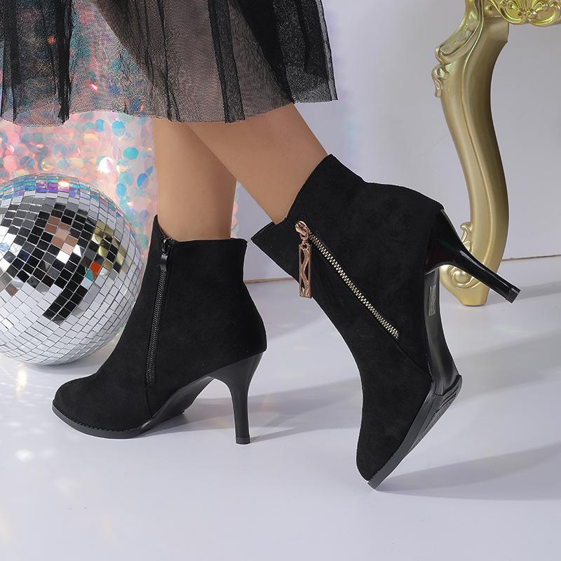 2026 Autumn Women Ankle Boots Thin Heel Zipper Casual Female Shoes Leather Boot Women High Heels Fashion Women Boots Botas Mujer