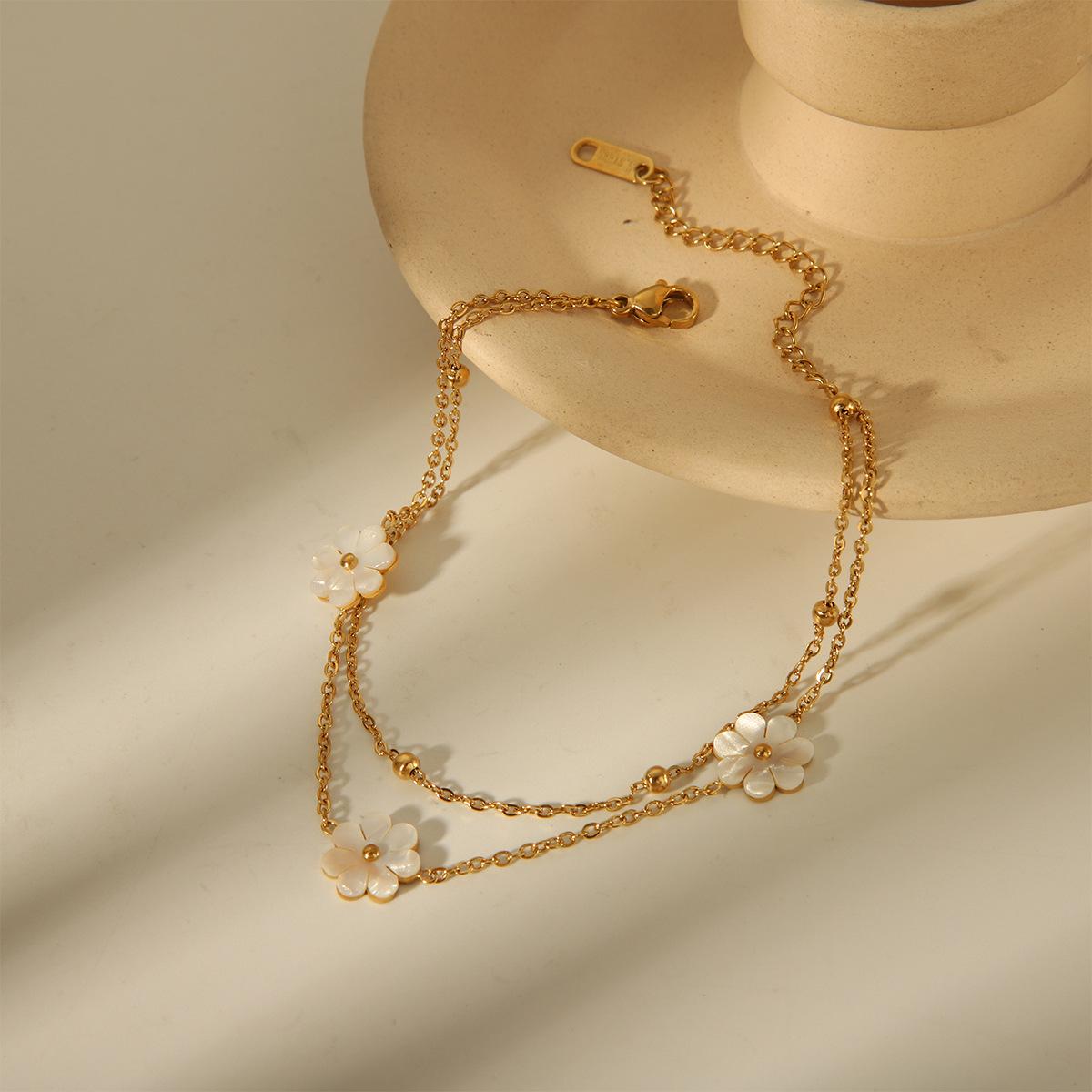 

18K Gold Resin Flower Multi-Layer Anklet for Women s Daily Wear золотой