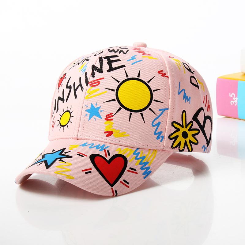 Fashion cotton Graffiti boy girl Baseball caps Children Printed snapback hat Kids Popular hip hop hat Cap hot sell