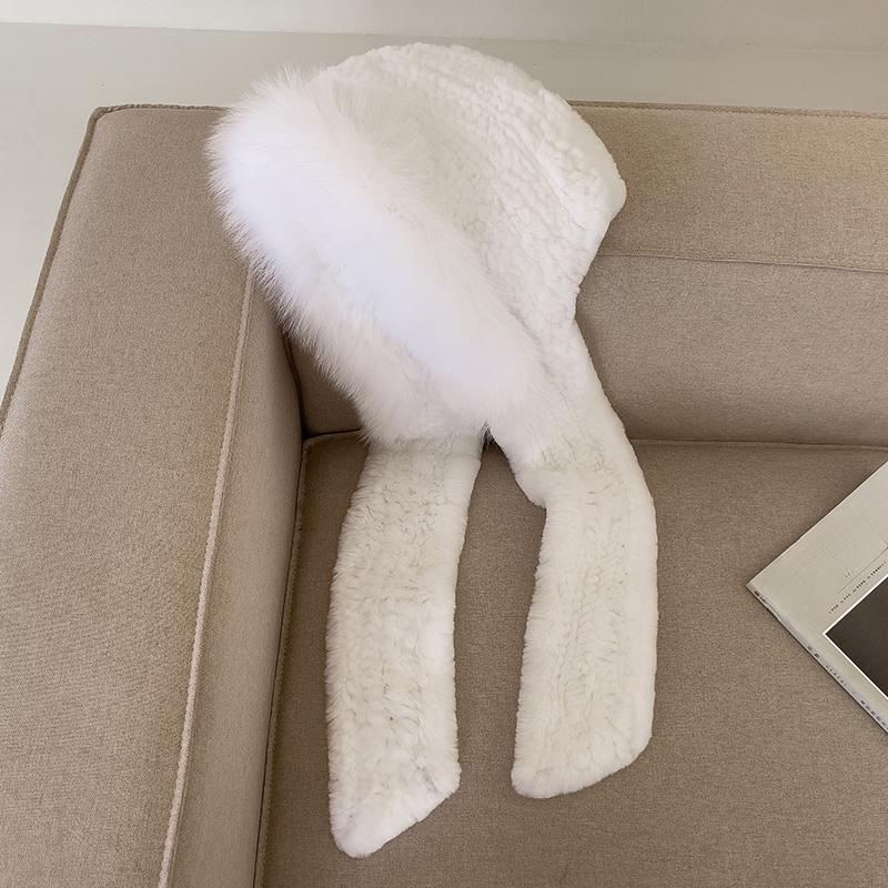 Winter Hat for Women Snow Hat, Women's Double-sided Thickened Scarf, Hat, Integrated Winter Warm Fox Hair Headhat
