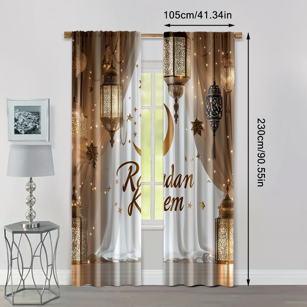 2pcs   Popular Curtain Panels Ramadan Moon Polyester Woven Polyester Woven (without rod) All Seasons Ldeal for Home & Office