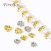 Rhodium/18K Gold Plated Metal Twist Flower Beads,Inlaid Zircon Spacer Beads For Pearl Necklace Jewelry Making DIY Accessories