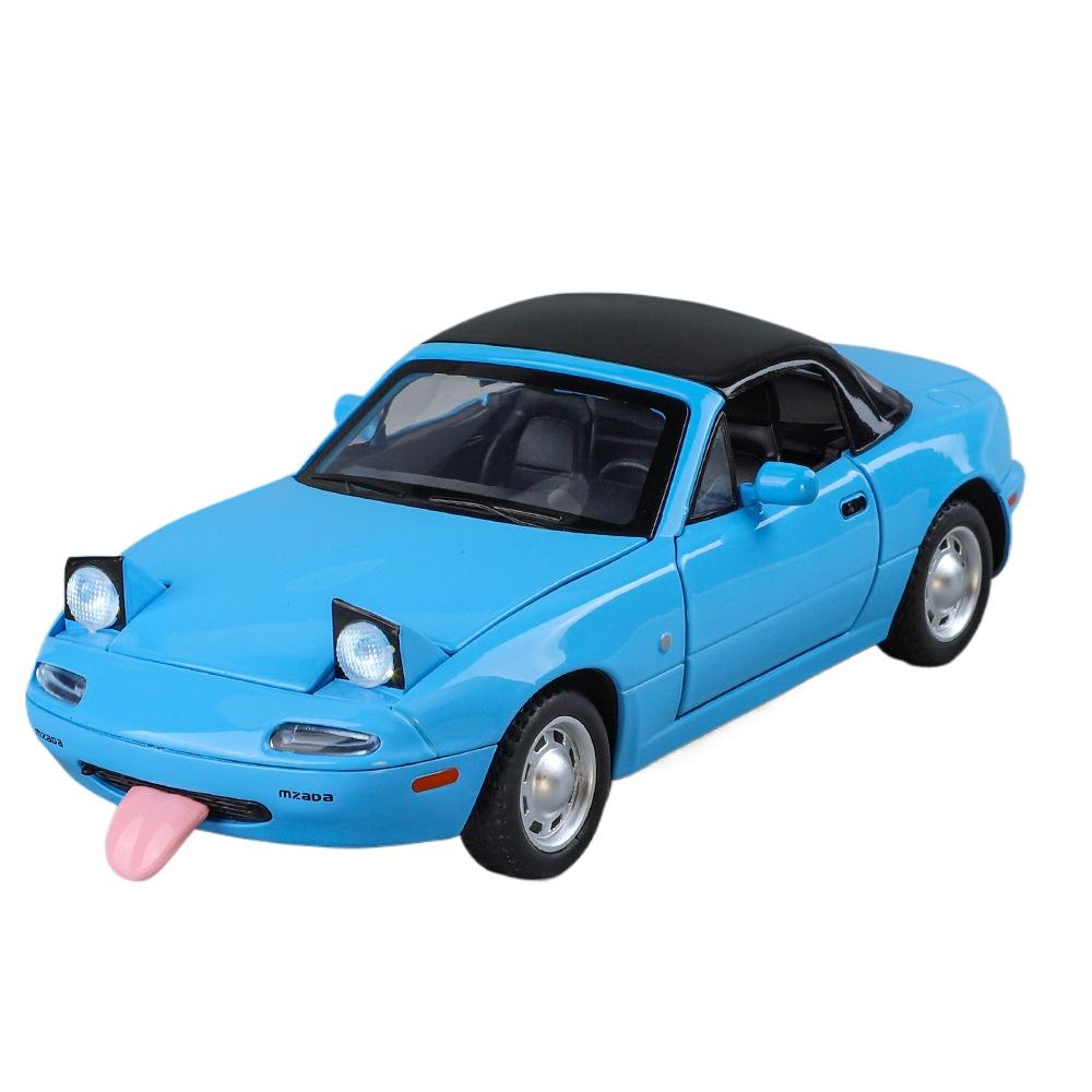 

1/24 Mazda Miata MX5 Roadster Модель іграшкової машинки Литий під тиском Сплав Метал Мініатюрна модель транспортного засобу Звук і світло Колекція Подарунок для хлопчика