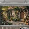 2D Romantic Cottage Backdrop Stone House Blooming Roses Studio Photo Background Cloth