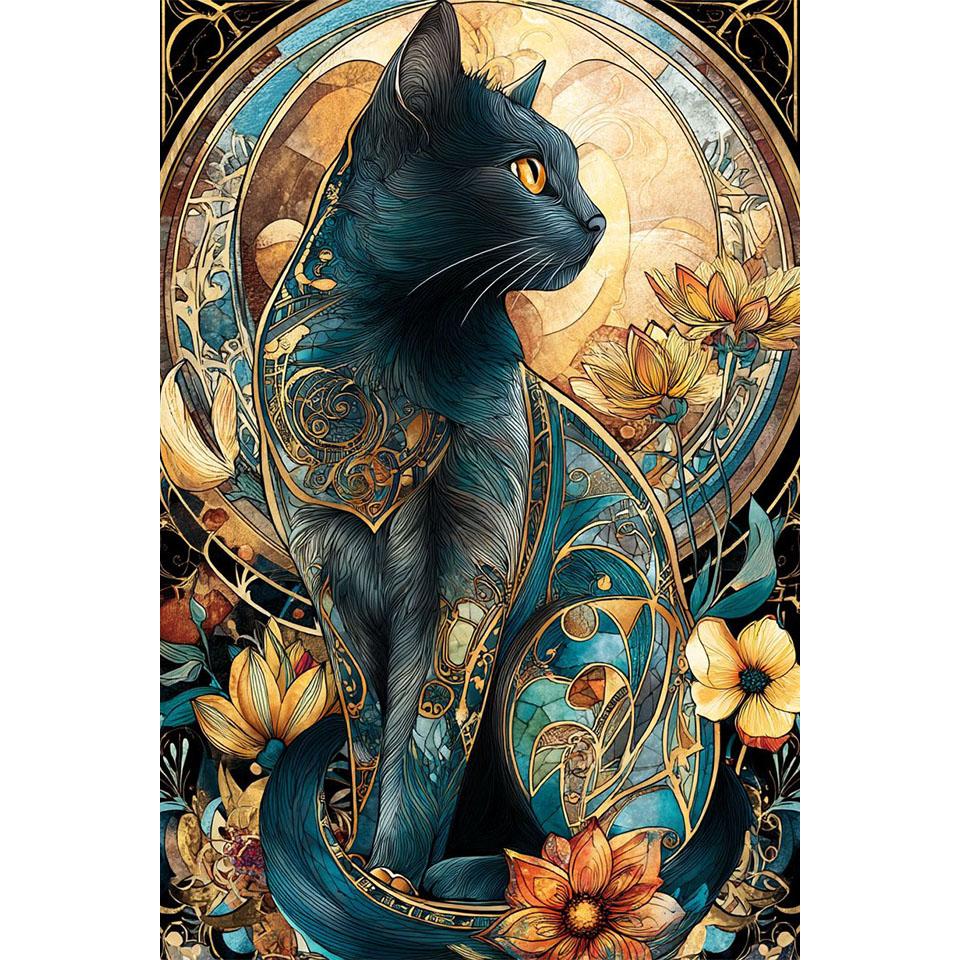 DIY Diamond Painting Art 5D round Diamond Mosaic cat Diamond Embroidery Cross-Stitch kit for Adult Home wall Decoration