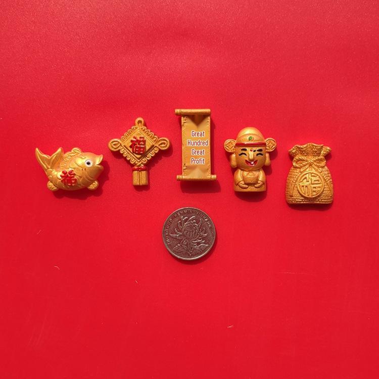 3D Chinese New Year Cat Magnet - Festive Spring Festival Refrigerator Sticker