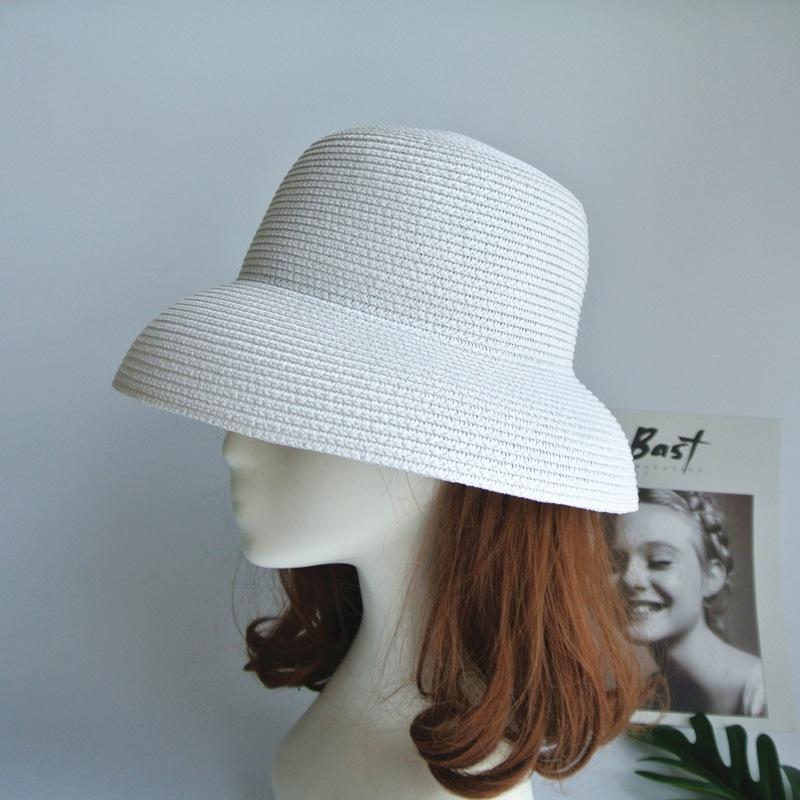 French Retro Elegant Hepburn Black Straw Hat Women'S Summer Sunshade Sun Protection Versatile Top Hat Bell Fisherman Basin Hat