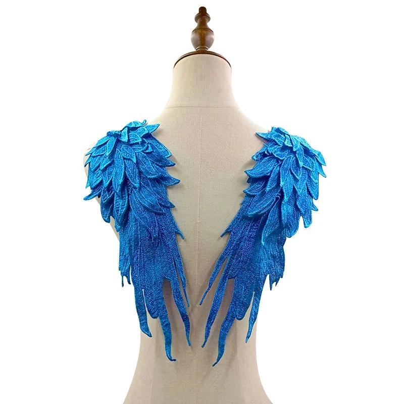 2Pcs/Pair Embroidery Angel Wing Applique Sewing Flower Collar Patch for Wedding Party Gown Bridal Dress Clothes DIY Crafts