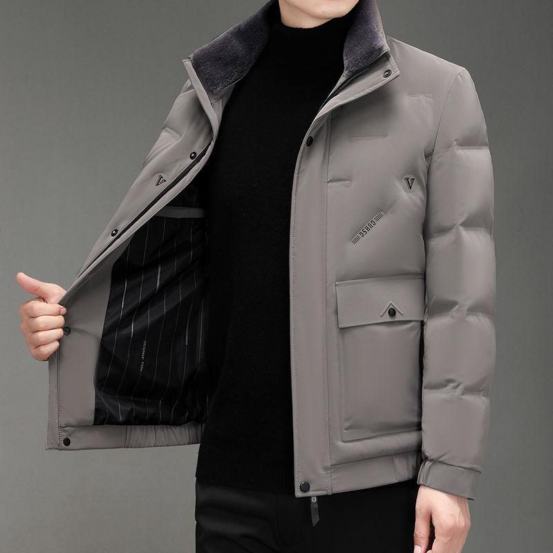 Daunenjacke Herren Wintermode Stehkragen Weiße Entendaunen Warme Jacke Winterstil