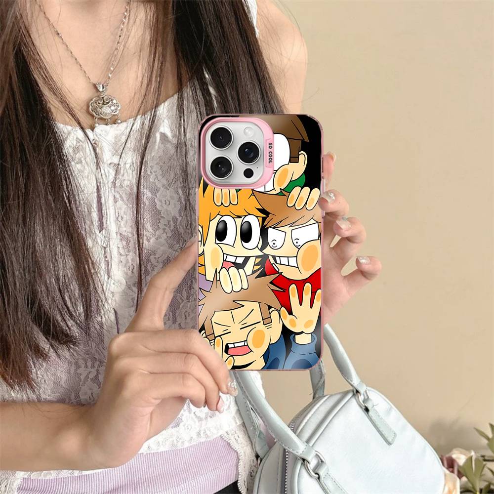 Cartoon Cute E-Eddsworlds Phone Case For IPhone 17 16 15 14 11 12 13 Pro Max Plus Pro Colored Silver Cover