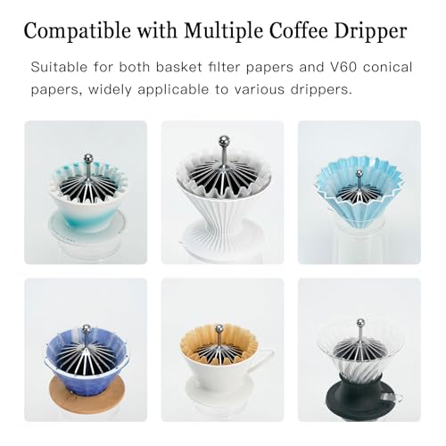 Codale Coffee Filter Paperweight, Metal Coffee Cone Tamper for Basket Filters and Drip Coffee (Silver)
