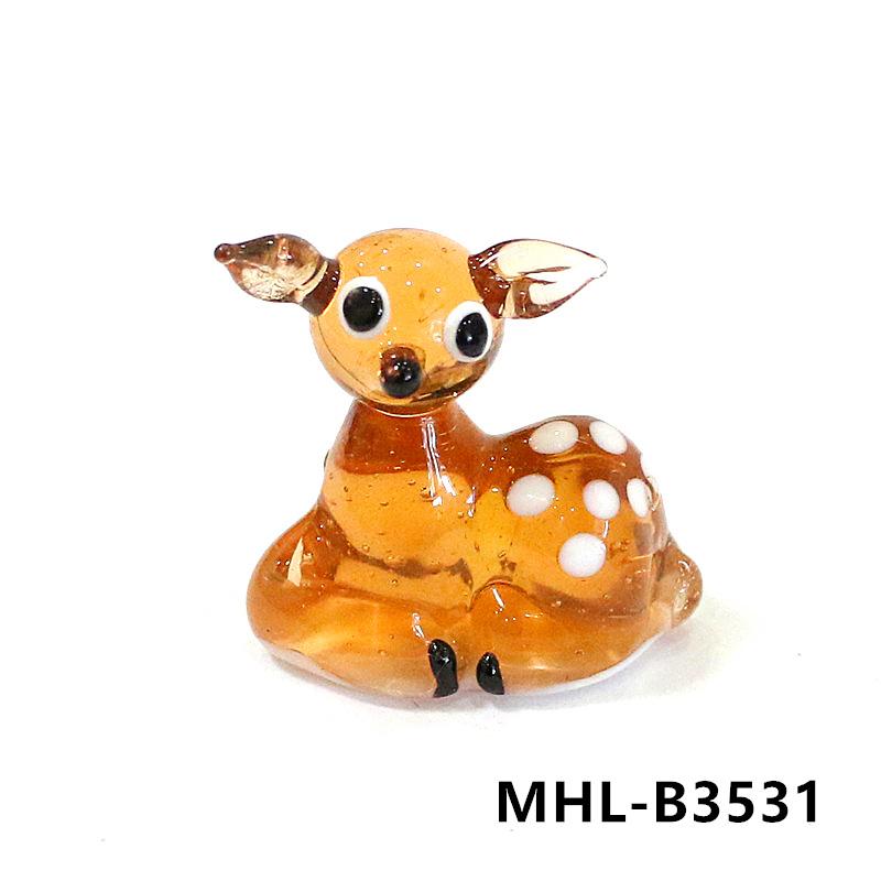 

Cute Glass Deer Miniature Figurine Kawaii Sika Deer Ornaments Home Desktop Bedroom Decor Supplies Christmas Party Gifts for Kids about 3.5x3cm
