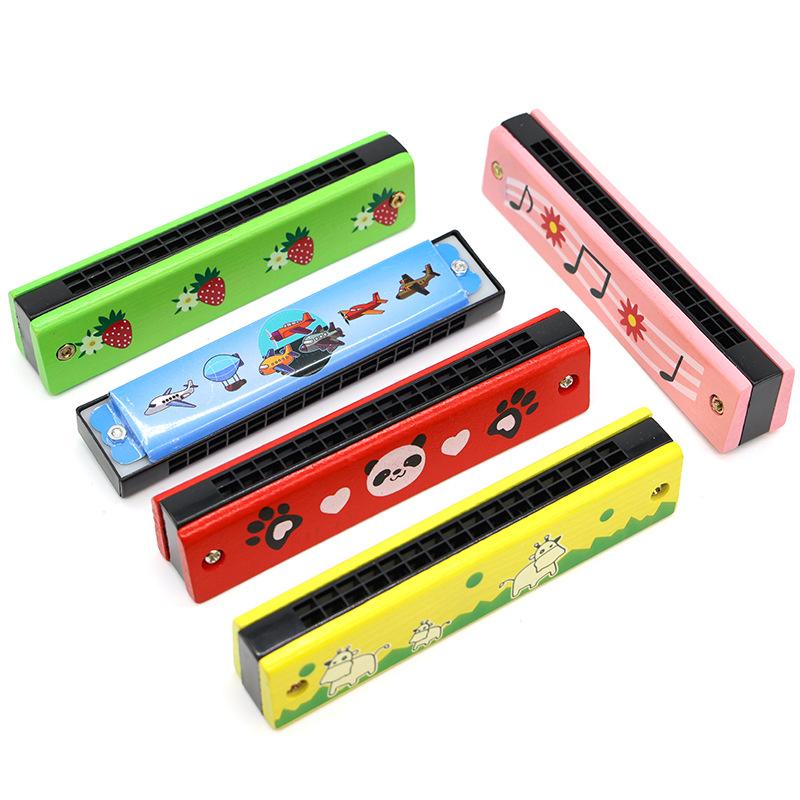 1~5pcs Children 16-Hole Wooden Harmonica Toys Early Educational Toys Music Enlightenment for Kids Gifts Animals Painted TMZ