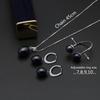 Real Bridal Black Set With Pearl Earrings And Necklace,925 Silver Natural Pearls Jewellery Set Luxury Wife Mother Birthday Gift