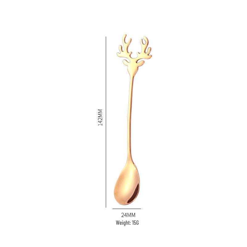 304 Stainless Steel Elk Cartoon Coffee Stirring Spoon - Bird's Nest Design Souvenir Gift