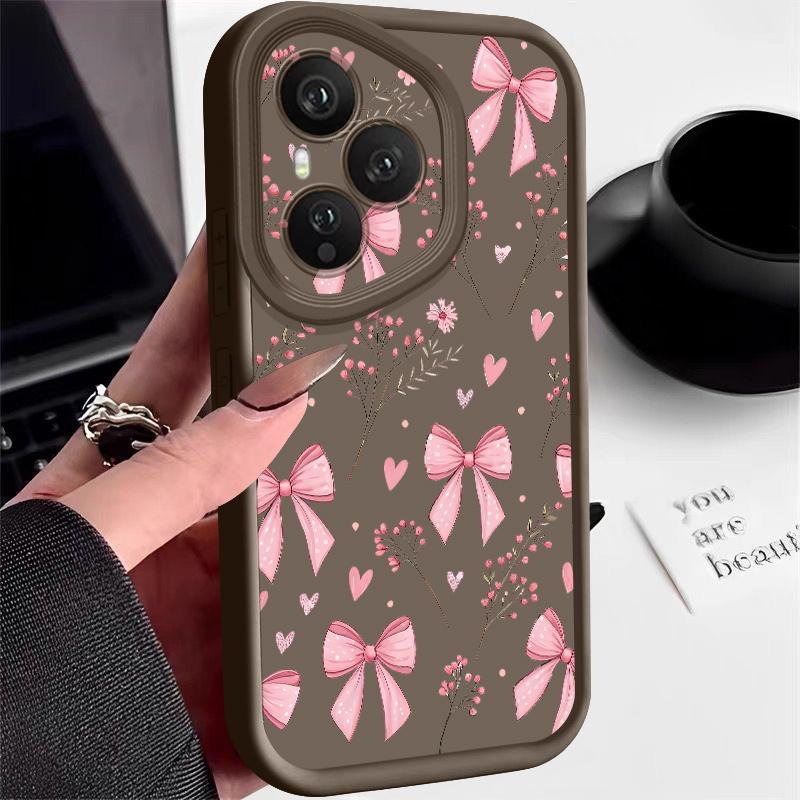 Soft TPU Phone Case For Honor 400 Pro 200 Pro X8c X9c Smart X6b X6c X6a Magic7 Lite Pink Bowknot Pattern Silicone Protect Cover