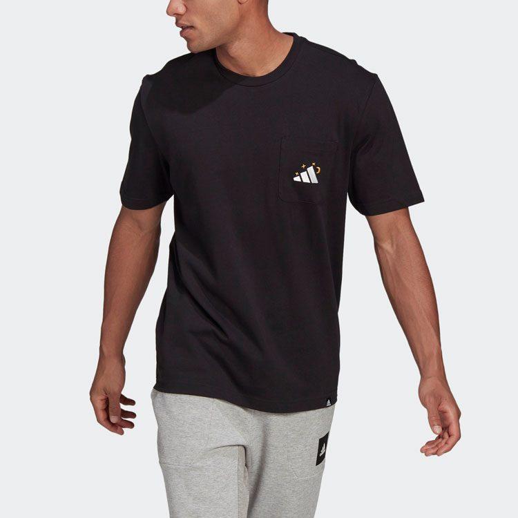 Adidas T Shirts Men's Black Crew Neck Moderate Straight Fit GN8181