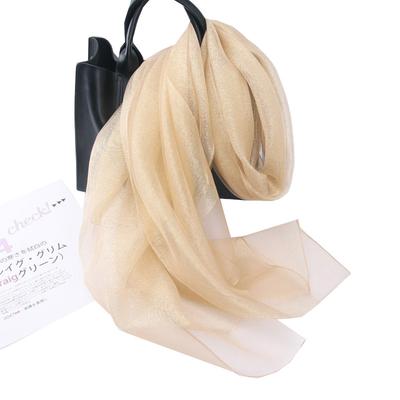 Spring and Autumn Solid Color Silk Scarf, Double-layer Gold Silk, Versatile Long Cheongsam, Organza Shawl, Women's Scarf
