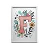 Plakat Z Literą "F" Z Kolorowymi Kwiatami Plakat Z Literą "F" Z Kolorowymi Kwiatami, 30X40 Cm, Rama Drewniana Ciemny Brąz, Papier Matowy 230 Gsm