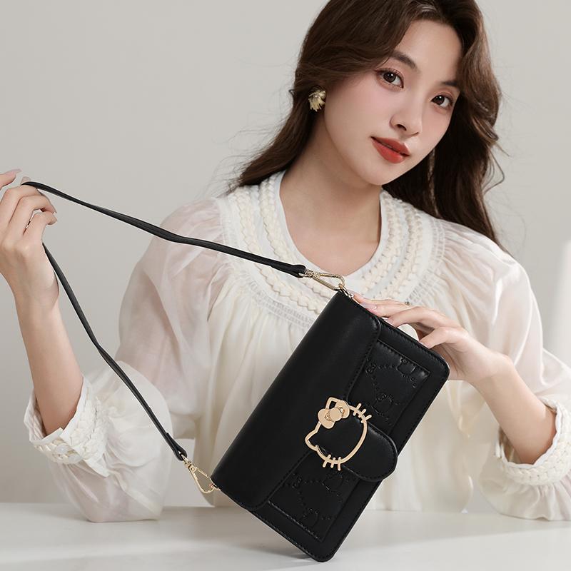 New Sanrio MESUCA/Mesuka Hello Kitty Synthetic Leather Shoulder Bag, Crossbody Bag, Small Square Bag Women's HHF24980