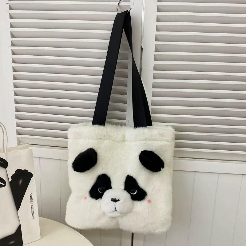 Panda Bag Plush With Zipper Closure For Daily Use And Cute Cartoon Style