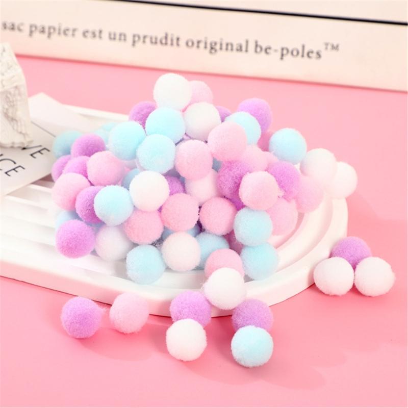 100pcs/set Colorful Plush Poms Ball Applique Make Hairband Scarf Mittens Crafts