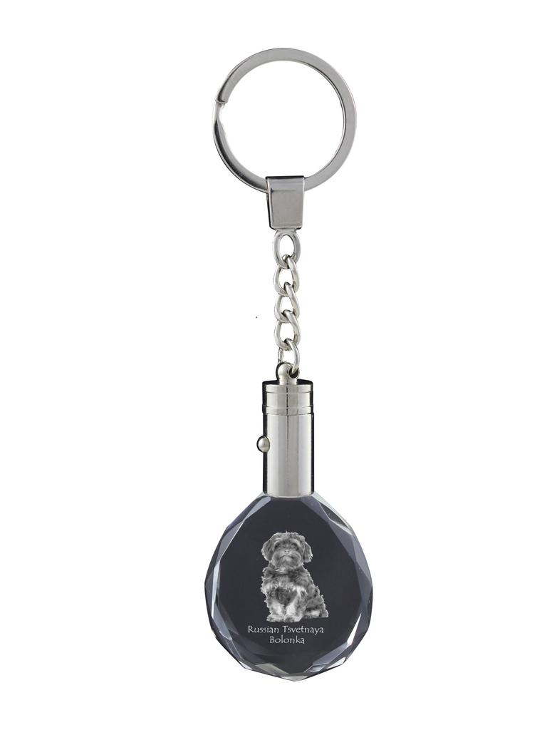 Bolonka, Russian Tsvetnaya Bolonka - Pendant with a Photo of a Dog, Crystal Key Ring In a Gift Box, a Unique Gift by Art-Dog