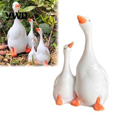 Decorative Duck Statues for Home Office Double Figurine, Resin Micro Landscape Ornaments, Waterproof Miniature Animal Small Sculptures Yard