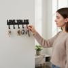 Key Holder Wall Mount, Large 'Love You.Bye' Entryway Organizer with 5 Hooks,Black Metal Key Hanger —No Drill Adhesive for Home Wall Decor