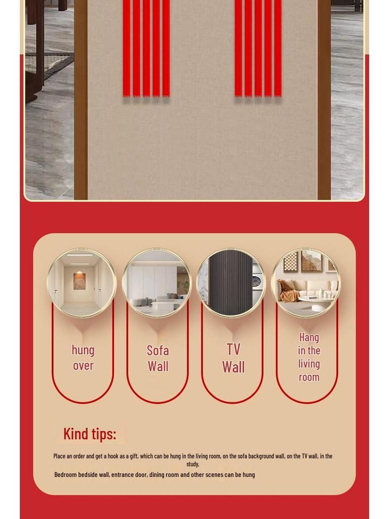 Chinese Knot Fu Character Wood Carving Pendant: New Style Large Hanging Ornament for Living Room, Entrance, or TV Wall Decor.