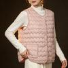 Women's 2025 Collarless Cotton Vest - Autumn/Winter Large Size Round Neck Waistcoat