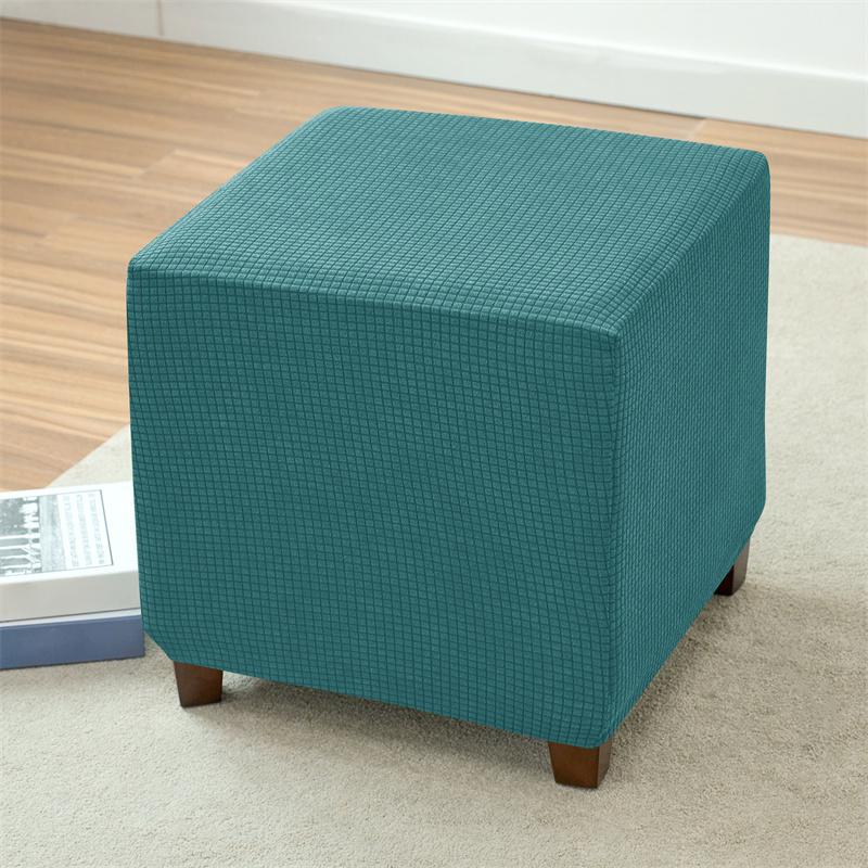 1PC Polar Fleece Ottoman Cover Elastic Square Footrest Cover Water Repellent Footstool Slipcover for Bedroom Party Hotel Decor