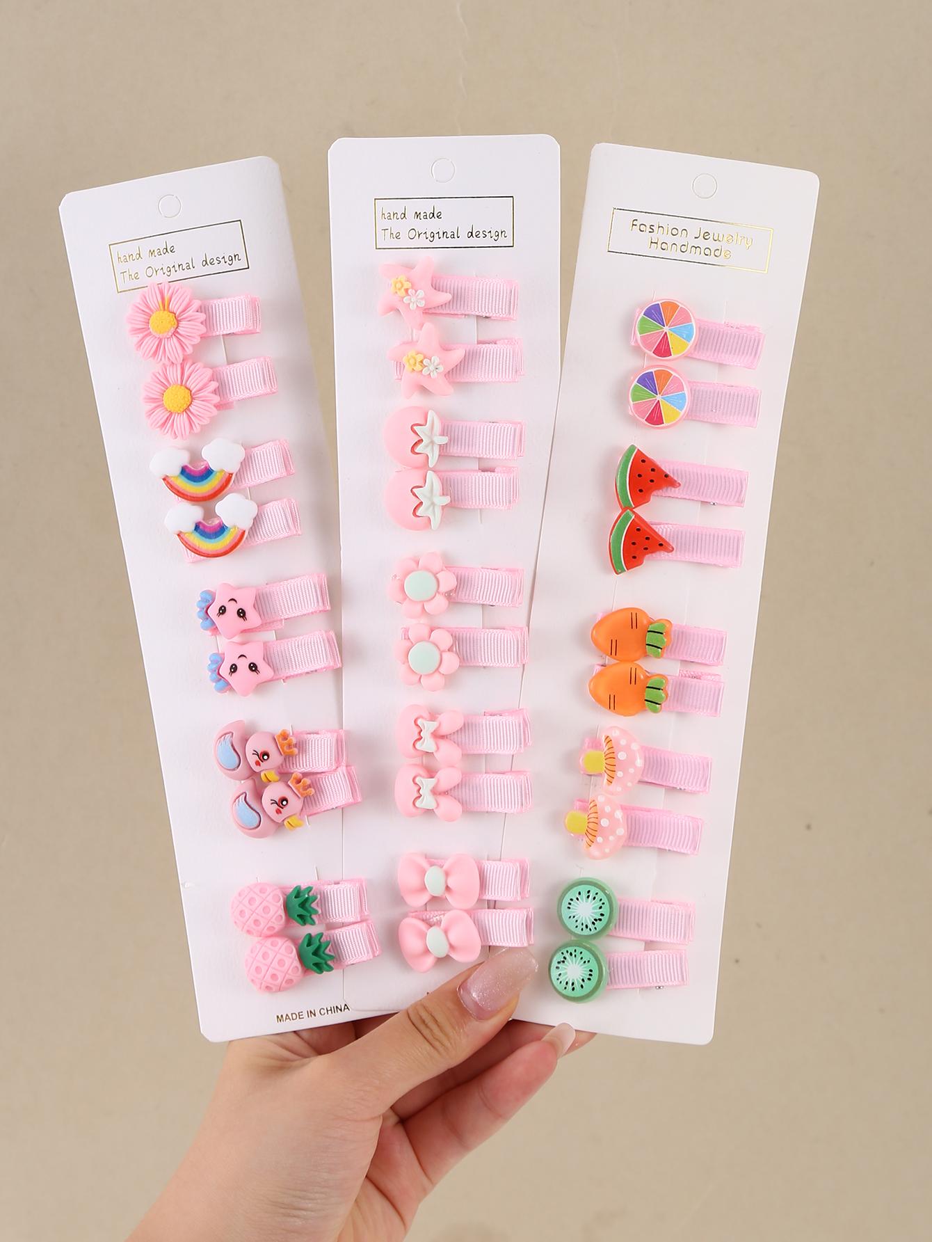 

30 шт./набор Милая мультяшная заколка для волос в виде фруктов и цветов для девочек Милая заколка для волос для девочек модный набор заколок для детей One Size