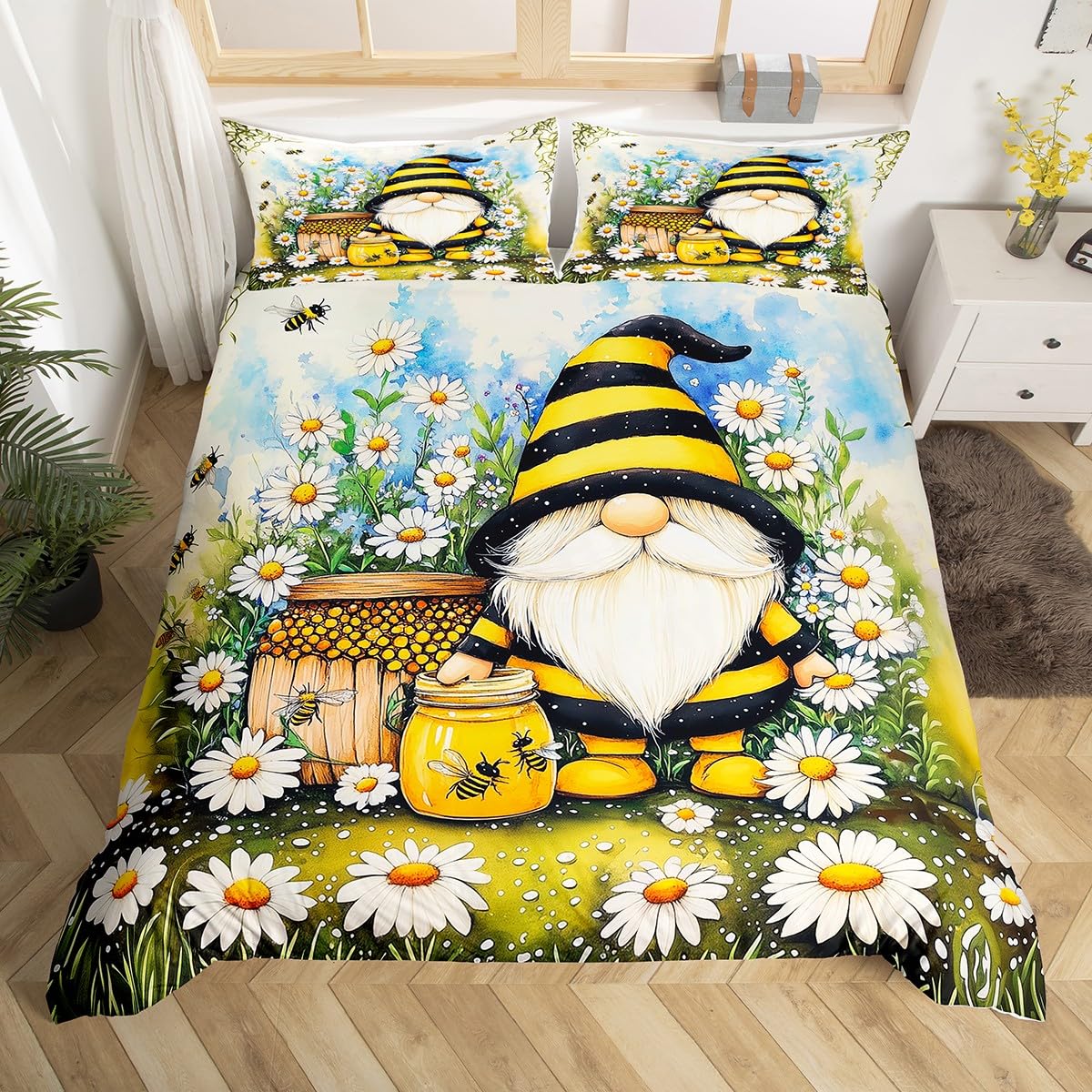 

Honey Duvet Cover Sets for Kids Queen Size Quilt Covers Lightweight Down Bedroom Decor 2 Pillowcases 1 Duvet Cover No Comforter (135x200cm)