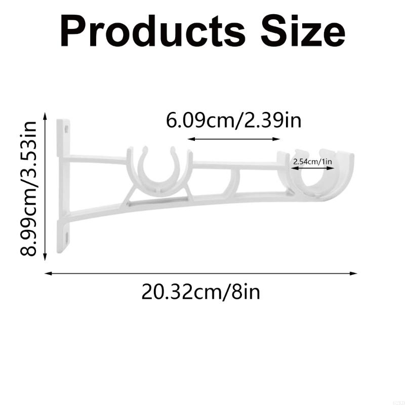 62KD White Double Curtain Rod Brackets Set of 8 Strong Wall Mount Drapery Holders