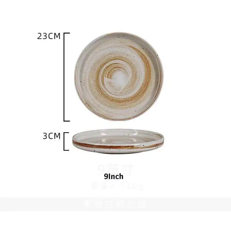 Japanese Ceramic Dinner Plate Steak Food Tray Tableware Straight Edge Flat Plate Salad Pasta Dish Dinnerware