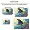 Galaxy Starry Sky Butterfly Area Rug, Non-Slip Floral Print Carpet for Living Room Bedroom, Aesthetic Boho Floor Mat Home Decor