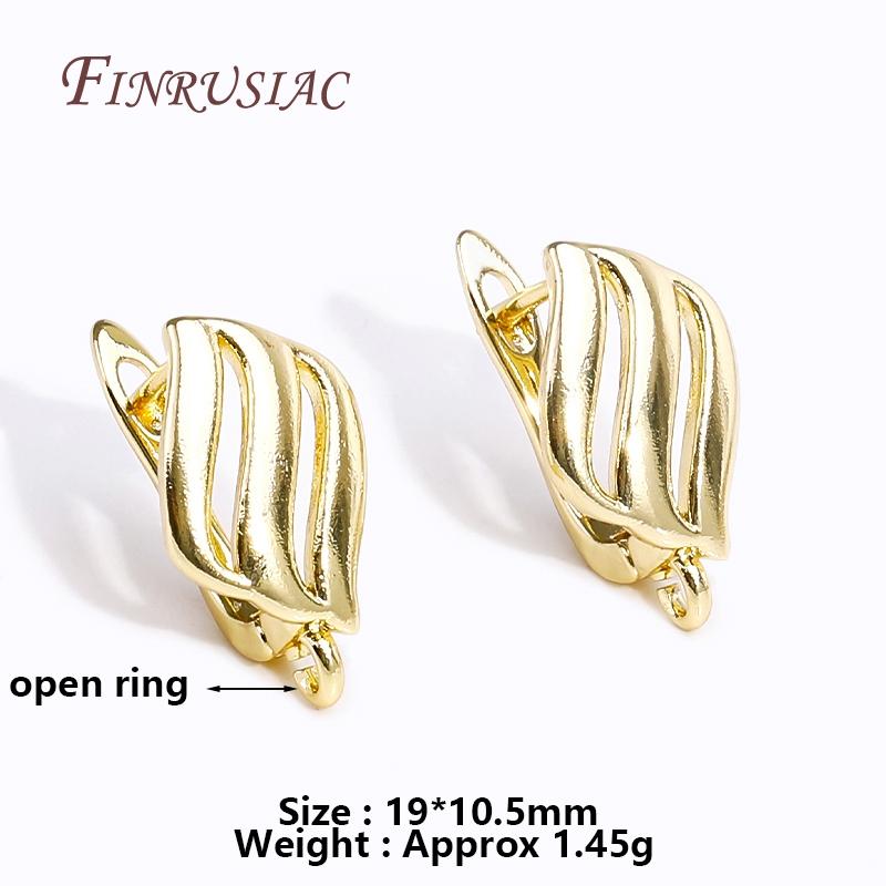 18K Gold/Rhodium Plated French Inlay Zircon Earwires Fastener Earring Hooks Clasps Fittings DIY Earring Making Accessories