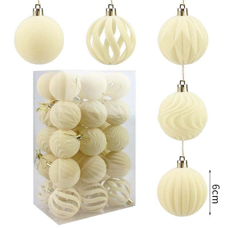 Flocked Christmas Ball Ornament - Tree Decoration and Accessories