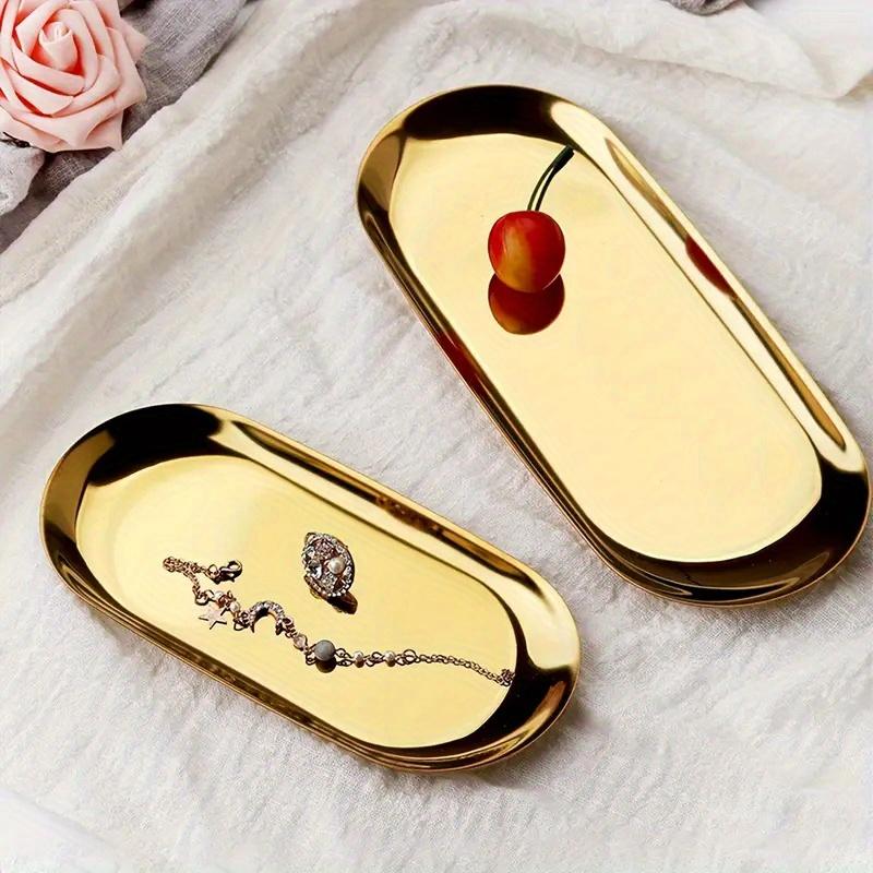 18*8cm1pc Gold Oval Stainless Steel Good Quality Snack Tray,Dessert&Fruit&cosmetic&Nut Organizer Plate,Creative Home Furniture.