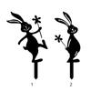 Creative Iron Rabbit Garden Stakes Cartoon Rabbit Black Outdoor Bunny Panel Accessories Yard Art Garden Stake Decoration
