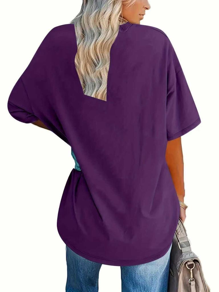 Damen Übergröße Lockeres Lässiges Rundhals-T-Shirt - Neuer Stil