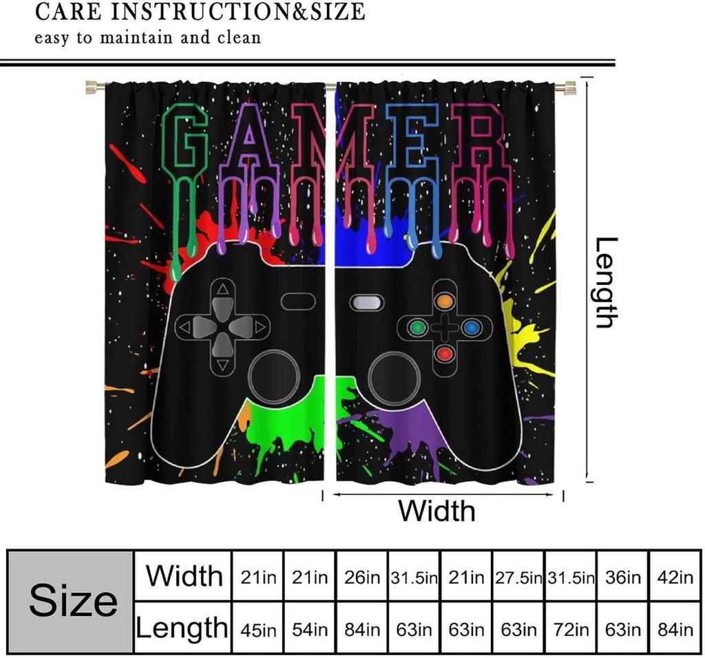 Modern Game Curtains Cartoon Abstract Colour Pigment Creative Electronic Video Gamepad Windows Treatments Insulation Curtain Thermal Polyester