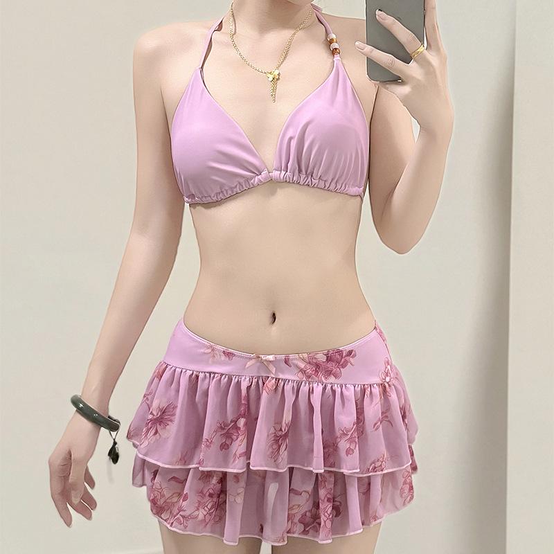 Women's French Ruffled Bikini: Sexy, Pure Desire Four-Piece Swimsuit